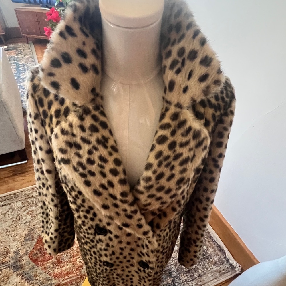 X-Revolve House Of Harlow 1960 Perry Faux Fur Leopard Coat XXS - Picture 4 of 15